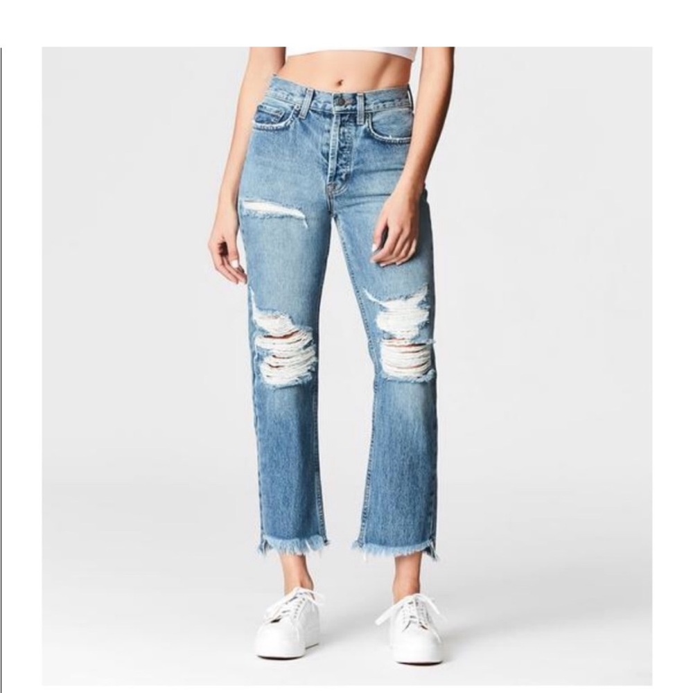 CARMAR LF Distressed Light Wash Button Fly Jeans, Womens Size 26